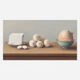 Amy Weiskopf, Feta Cheese, White Turnips and White Coconut, 2004, oil on linen