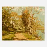 Laurence Campbell, Autumn, The River Path at Lambertville, oil on canvas