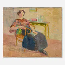 Hippolyte Petitjean, La lecture, oil on canvas