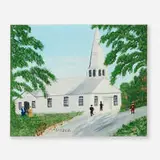 Grandma Moses, Old Church, White Creek, New York, 1944, oil on panel