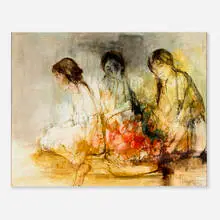 Les trois filles by Jean Jansem, oil on canvas, sold May 2025
