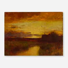 Bruce Crane, Landscape at Dusk, oil on canvas