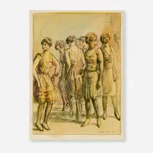 Guy Pène du Bois, Untitled (Women), 1928, ink and watercolor on paper