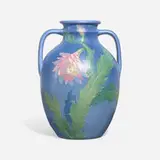 Sarah McLaughlin for Weller Pottery, Large Hudson vase with blooming cactus