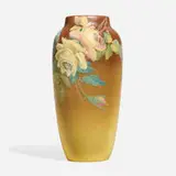 Hudson Rochelle vase with roses by Hester Pillsbury for Weller Pottery, sold Jun 2023