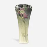 Claude Leffler for Weller Pottery, Eocean Rose tulip vase with columbines