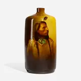 Jack Red Cloud Ochallala Sioux (Utopian Native American portrait vase) by Mary Fauntleroy Stevens for Owens Pottery, sold Jun 2023
