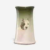 attribution for Weller Pottery Elizabeth Blake, Eocean vase with American Staffordshire terrier