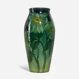 Fine and Large Sea Green vase with peonies by Sturgis Laurence for Rookwood Pottery, sold Jun 2023