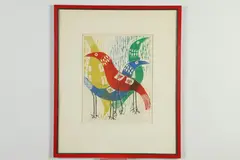 Alice Hoffman, Birds, Limited edition colored woodcut on paper numbered 2
