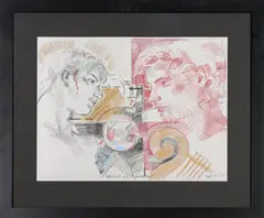 Richard Taddei, Apollo and Hyacinth, 2008, Mixed media drawing on paper