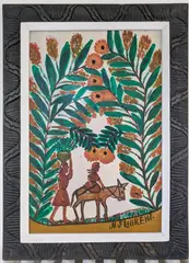 H. J. Laurent, Two Peasants, circa 1975, Oil on Masonite Signed "H