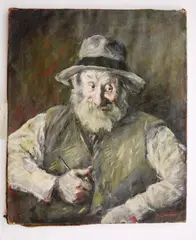 Henrik Major, Old Man Smoking Pipe, Oil on canvas