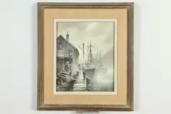 John Cuthbert Hare, Gloucester Dockside Scene, Engraving on paper