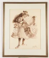 Joan Erbe, Sepia Taffeta, Watercolor