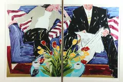 Matthew Johnston, Watching Him (Diptych), Limited edition lithograph numbered 65
