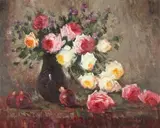 Joan Wood Avant, Cascade of Roses, Oil on canvas