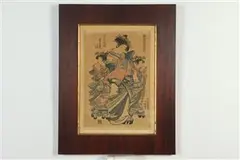 A Courtesan of the Tsutaya House by Isoda Koryūsai, Woodblock print, from the series "Models for Fashion: New Year Designs as Fresh as Young Leaves" (Hinagata wakana no hat, sold Feb 2023