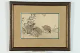 Kōno Bairei, Quails, circa 1884, Woodblock possibly included within the book: "Bairei's Album of One Hundred Birds" (1881-84); ink and color on paper