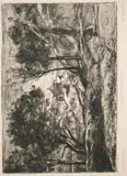 Jean-Baptiste Camille Corot, Souvenir de Toscane (Souvenir of Tuscany), 1875, Etching (fourth state) executed in 1845 and published in "Gazette des Beaux-Arts" April 11, 1875