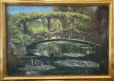 Daniel Maffia, Japanese Bridge over a Pond of Water Lilies, Oil on canvas