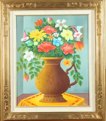Fritzner Lamour, Floral Still Life, Oil on canvas