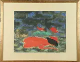 Vietnamese School, Red Girl, 1995, Mixed media (ink, watercolor, gouache) on paper