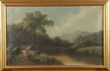 Boy Fishing by Continental School, Oil on canvas, offered Feb 2023