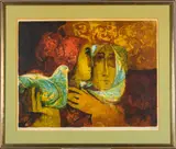 Alvar Suñol Munoz-Ramos, Peasant Woman with Pigeon, Pencil signed "Alvar" lower right hand corner