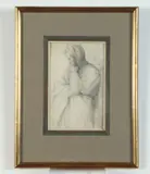 Continental School, The Thinker, Pencil on paper