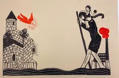Eric Gill, Daily Herald Order of Industrial Heroism, 1923, Wood engraving on paper printed from five blocks