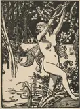 Lepere Louis-Auguste, Le Bain des Nymphes, circa 1896, Wood engraving to illustrate one