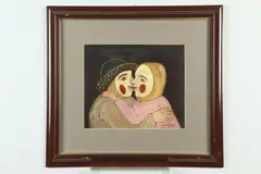 Nelson Román, Dos Mascaras Besando (Two masks Kissing), 1985, Mixed media on paper