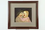 Nelson Román, Dos Mascaras Besando (Two masks Kissing), 1985, Mixed media on paper