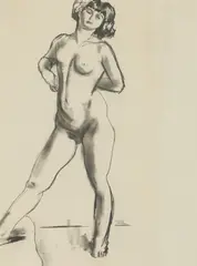 Standing Female Nude by Eugene Speicher, Charcoal and pencil, offered Feb 2023