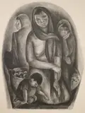 Helen Louise Beccard, Three Mexican Women, 1937, Pencil numbered, titled, signed and dated at base