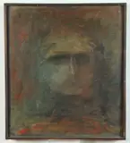 American School, Bust of a Woman, Mixed Media on board
