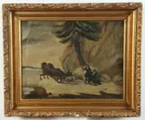 Winter Scene, (for restoration) by Continental School, Oil on canvas, sold Feb 2023