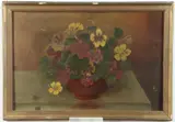 Naive American School, Pansies, Oil on board