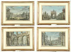 Four Classic Views by Giuseppe Galli da Bibbiena, circa 1740, Hand colored etching and engraving, sold Apr 2023