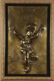Christ Of St by Salvador Dalí, Limited edition cast bronze base relief sculpture with a gold patina, sold Apr 2023