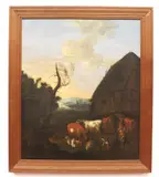 At the Watering Hole by Dutch School, Oil on canvas, offered Apr 2023
