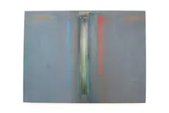 James Warren Hueter, Small with Laminated Glass, 1981, Mixed media on board