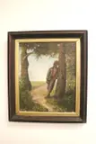 Young African-American Man at Rest in Woods; by American School, Oil on canvas, sold Apr 2023