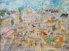 Charles Cobelle, Place de l'Opéra's Café de la Paix, Oil on canvas