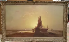 George Washington Nicholson, Boats at Dusk, Oil on canvas