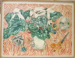 Still Life with Scissors by Mary Frank, Watercolor on paper, sold Apr 2023