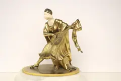 Theodore Ullman, Bronze Sculpture of Mandolin Player, Bronze on a onix base