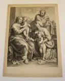 François de Poilly, Holy Family with St Elizabeth and the Infant John the Baptist, Engraving on paper after an artwork by Nicolas Poussin (French, 1594