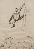 Józef Hecht, Singe Perché (Perched Ape), circa 1926, Pencil numbered ("19=30") and signed at base